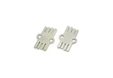 Silver Ethnic Charm, 24 Silver Tone Ethnic Motif Charms With 2 Loops, Earring Charms, Connectors (11x7x0.60mm) A4091