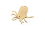 Brass Octopus Charm, 8 Raw Brass Octopus Charms With 1 Hole, Findings (25x38x0.60mm) SMP2940