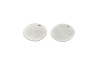 Silver Round Charm, 8 Antique Silver Plated Brass Irregular Shaped Round Charms With 1 Hole, Pendant Charms (14x0.60mm) A3219