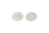 Silver Round Charm, 8 Antique Silver Plated Brass Irregular Shaped Round Charms With 1 Hole, Pendant Charms (14x0.60mm) A3219