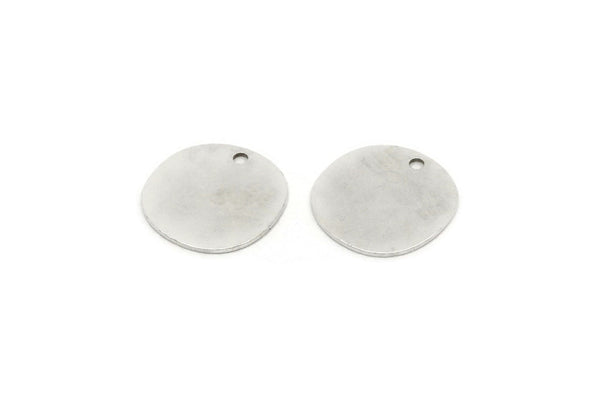 Silver Round Charm, 8 Antique Silver Plated Brass Irregular Shaped Round Charms With 1 Hole, Pendant Charms (14x0.60mm) A3219