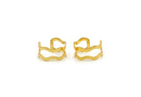 Gold Ring, 4 Gold Plated Brass Adjustable Wavy Rings Q0221