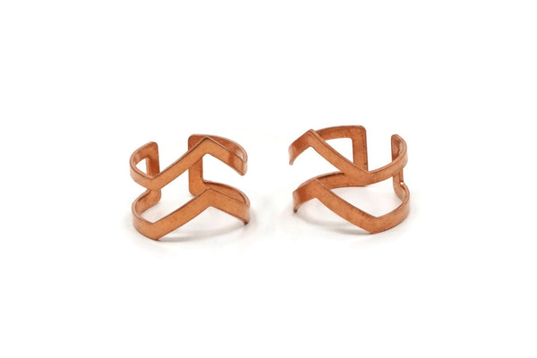 Copper Chevron Ring - 5 Raw Copper Chevron Adjustable Ring Settings - 16-17mm / 23 Gauge Mn83