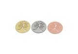 Chinese Kanji Beauty Charm, Brass/Steel/Copper Geometric Shaped Mei Character Pendants With 1 Hole, Asian Symbol Jewelry (25x0.80mm) SMP3255