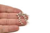 Silver Leaf Charm, 4 Antique Silver Plated Brass Branch Charms With 1 Loop, Charm Pendants (38x33x0.80mm) SMP1016 A3174
