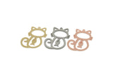 Cat Dangle Charm, Raw Brass/Stainless Steel/Copper Cat And Dangle Fish Charms With 1 Loop, Findings (29x22mm) SMP3322