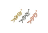 Custom Leaf Charms for Jewelry Making, Personalized Brass, Copper, Stainless Steel Branch Pendant With 1 Loop (34.5x10x0.80mm) SMP3281