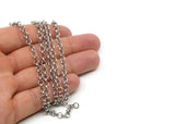 Silver Rolo Chain, Silver Tone Brass Rolo Belcher Chain, Link Chain (5mm) BS 1019