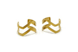 Double Chevron Ring - 5 Raw Brass Double Chevron Adjustable Rings Settings (16x17mm) 23 Gauge Mn03