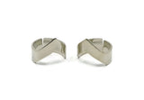 Silver Ring, 4 Silver Tone Adjustable Chevron Rings H0254