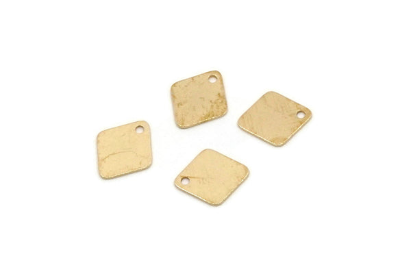 Brass Diamond Charm, 24 Raw Brass Diamond Charms With 1 Hole, Findings (9x7.5x0.40mm) F021