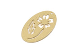 Brass Flower Charm, 6 Raw Brass Flower Charms With 1 Hole, Oval Charms, Earring Findings (30x19x0.60mm) SMP2766