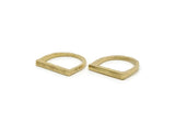 Brass D Ring, 2 Raw Brass Hammered D Shape Rings (18.5mm) N0165