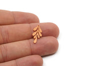 Copper Leaf Charm, 4 Pieces Raw Copper Flower Charms With 1 Loop, Findings (22x9x0.80mm) SMP2805