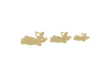Brass Rabbit Charm, Raw Brass Rabbit Charms With 2 Loops, Bunny Findings (10/14/17x0.60mm) SMP3316