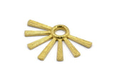 Brass Sun Pendant, 3 Raw Brass Textured Sunny Pendants With 1 Loop (34x24x2.2mm) E208