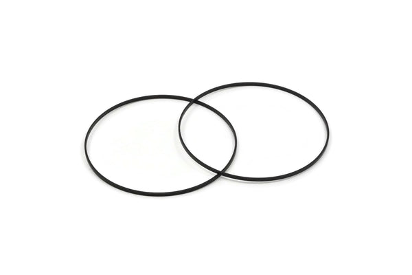 70mm Circle Connectors - 2 Oxidized Black Brass Circle Connectors (70x0.75x1.8mm) Bs 1075