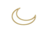 Brass Moon Charm, Raw Brass Crescent Moon Charms, Connectors (50x15x1mm) D0598