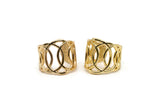 Gold Round Ring, Gold Plated Brass Adjustable Rings N0079 Q0497
