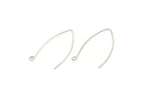 Silver Earring Wires, 12 Antique Silver Plated Brass Earring Wires (50x0.70mm) D0146
