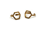 Brass Hexagon Ring - 5 Raw Brass Adjustable Hexagon Ring - (13-14mm) Mn70