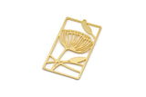 Gold Dandelion Charm, Gold Plated Brass Flower Charms With 1 Loop (42x24x0.80mm) SMP1712