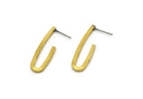 Brass Bar Stud, 4 Raw Brass Bar Stud, Ear Studs (32x10x2mm) E328