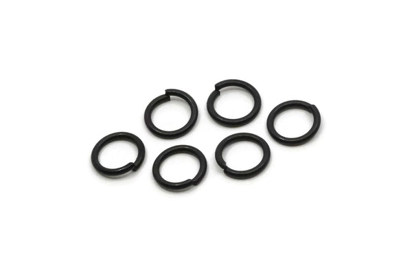 9mm Jump Ring - 50 Oxidized Black Brass Round Jump Rings (9x1.2mm) A0370