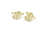 Brass Flower Earring, 6 Raw Brass Flower Shaped Stud Earrings (17.5x26x0.60mm) SMP3329