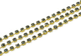 Rhinestone Chain, 1 Meter Black Diamond Crystal Rhinestone Chain With Brass Frame (6mm) Z104