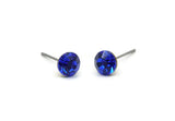 Brass Stud Earrings, 6 Sapphire Crystal Rhinestone Beads Brass Stud Earrings Brass Setting for SS29 - 6.3mm SS29 N0581