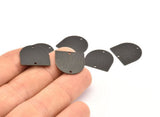 D Shaped Charm, 12 Oxidized Black Brass Textured D Shaped Connectors With 2 Holes, Earrings, Findings (16x17x0.60mm) D919 S972