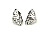 Silver Leaf Ring, Antique Silver Plated Brass Adjustable Leaf Rings N0030 H0503