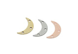 Moon Charm, Raw Brass/Stainless Steel/Raw Copper Crescent Moon Charms With 3 Holes, Findings (16.5x4.5x0.80mm) SMP3365