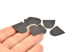 D Shaped Charm, 12 Oxidized Black Brass Textured D Shaped Connectors With 2 Holes, Earrings, Findings (20x20x0.50mm) D0809 S967