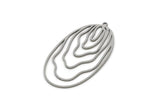 Steel Oval Charm, 4 Stainless Steel Oval Charms With 1 Loop, Earring Charms (43x24x0.80mm) SMP3072