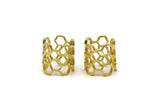 Brass Honeycomb Ring, Raw Brass Adjustable Honeycomb Rings N0014