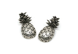 Silver Pineapple Pendant, 2 Antique Silver Plated Brass Pineapple Pendants (30x13.4x6.3mm) N0250 H0497
