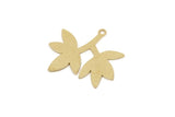 Brass Leaf Charm, 8 Raw Brass Leaf Charms With 1 Loop, Earring Findings (23.5x26x0.60mm) SMP2714