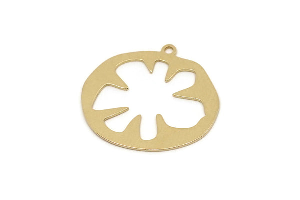 Brass Charm, 4 Raw Brass, Brass Pendants, Charm Pendants, Brass Charms With 1 Loop, Earring Findings (23x25x0.60mm) SMP2763
