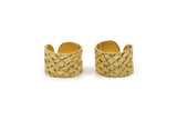 Brass Ring, Raw Brass Fish Scale Textured Adjustable Ethnic Rings (14mm) E407