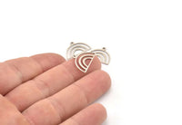 Semi Circle Charm, 24 Antique Silver Plated Brass Semi Circle Charms With 1 Loop, Pendant Charms (18x12x0.60mm) A3178