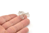 Semi Circle Charm, 24 Antique Silver Plated Brass Semi Circle Charms With 1 Loop, Pendant Charms (18x12x0.60mm) A3178