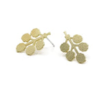Brass Flower Earring, 8 Raw Brass Flower Shaped Stud Earrings (18x11x0.80mm) A2690