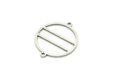 Silver Round Charm, 10 Antique Silver Plated Brass Round Shaped Charms With 2 Loops, Charm Pendants, Connectors (26x21x1mm) A4750
