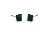 Brass Stud Earrings, 6 Emerald Crystal Rhinestone Beads Brass Stud Earrings Brass Setting for SS28 - 6mm SS28 F129