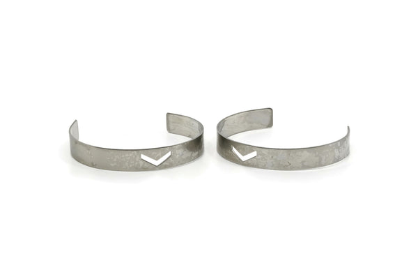 Steel Chevron Cuff - Stainless Steel Chevron Bracelet Blank Bangle With 2 Holes (10x145x0.8mm) BRC106