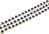 Rhinestone Chain, 1 Meter Sapphire Crystal Rhinestone Chain With Brass Frame (6mm) Z010