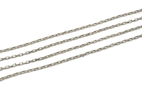 2mm Link Chain, 1 Meter Antique Silver Plated Brass Rectangle Chain, Open Link (3.5x2mm) W117 Bs 1377