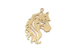 Brass Horse Charm, 6 Raw Brass Horse Charms With 1 Loop, For Jewelry Making (32x19x0.60mm) SMP2984